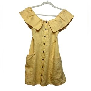 Reformation Landry yellow off the shoulder button front mini size 4 mini dress
